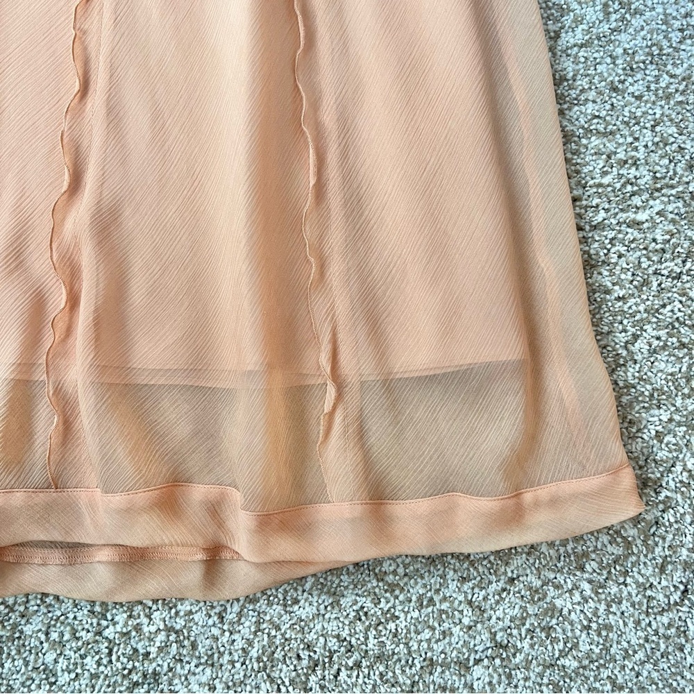 Vince Sheer Crinkle Lettuce-Edge Midi Skirt Light Orange Size Small - Picture 4 of 12